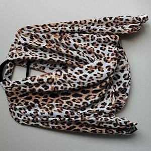 Lush Cheetah Print Faux Wrap Blouse